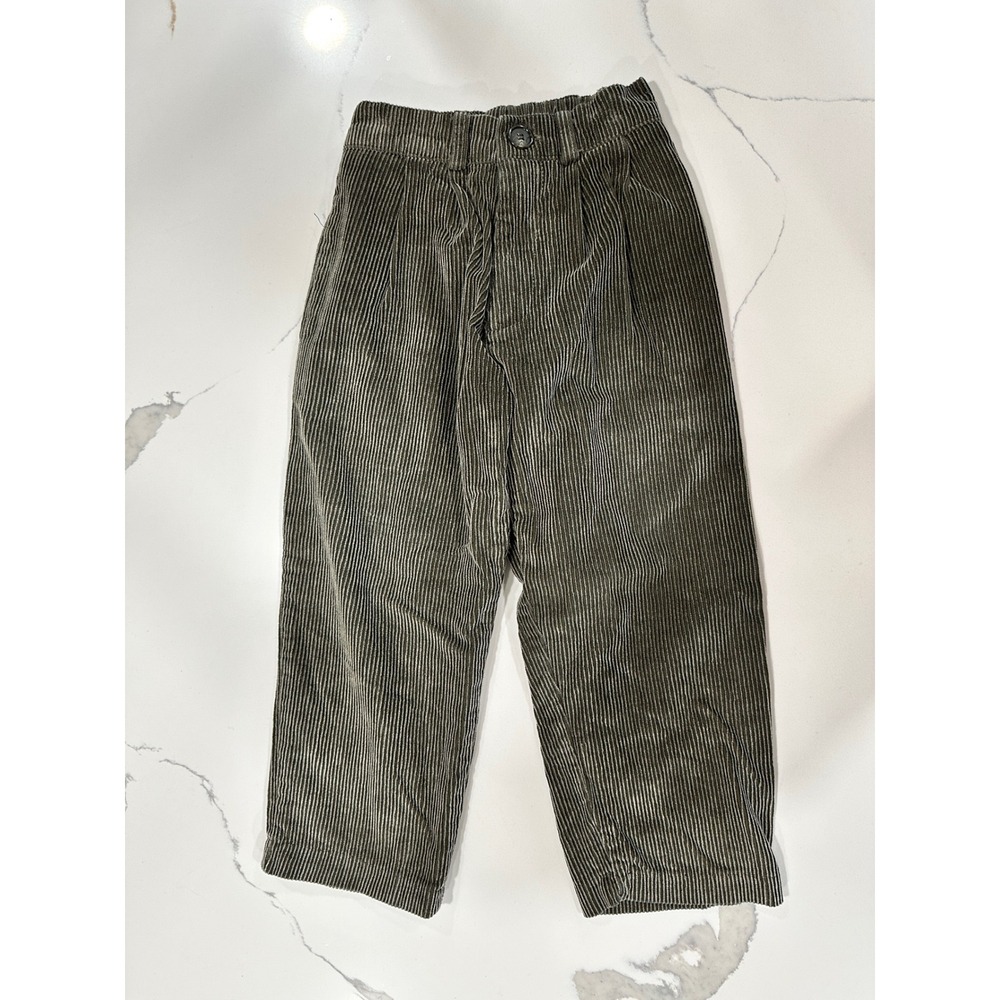 Vtg Monkey Wear Kids Corduroy Pants Olive Green Size 5 Pleated‎ High Waisted